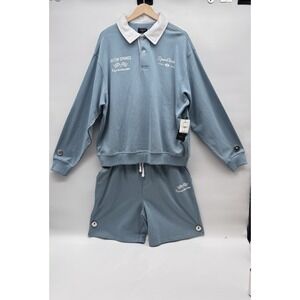 Reserved Supply Men's XL Rugby Sweatshirt Shorts Set Stone Blue Willow Springs